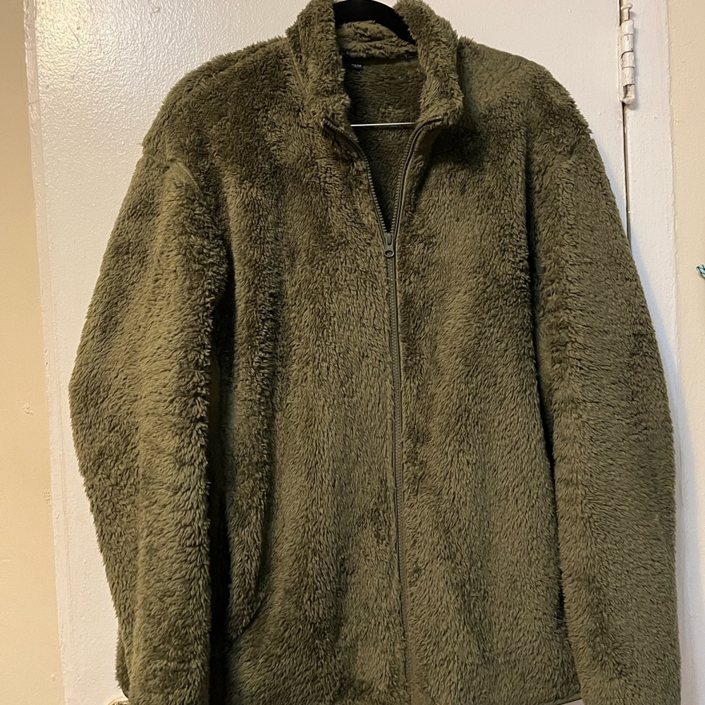 MEN FLUFFY YARN FULL ZIP JACKET